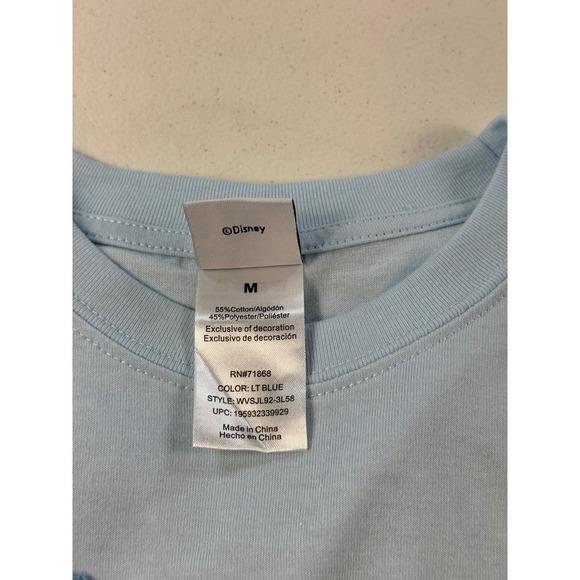 Disney Stitch Flower T-Shirt Womens Blue Graphic Crew Neck Short Sleeve - Picture 8 of 10